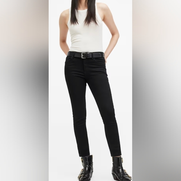 Ladies All Saints Jeans Black Mast Low Rise Skinny Fit Designer Size 31x30 - Picture 1 of 15